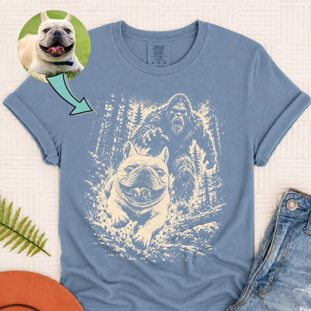 T-Shirt Blue Jean / S Custom Dog Bigfoot Funny Run Away Unisex TShirt