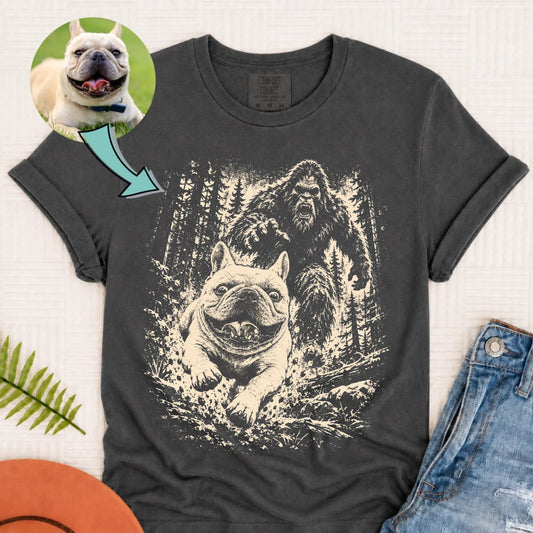 T-Shirt Pepper / S Custom Dog Bigfoot Funny Run Away Unisex TShirt