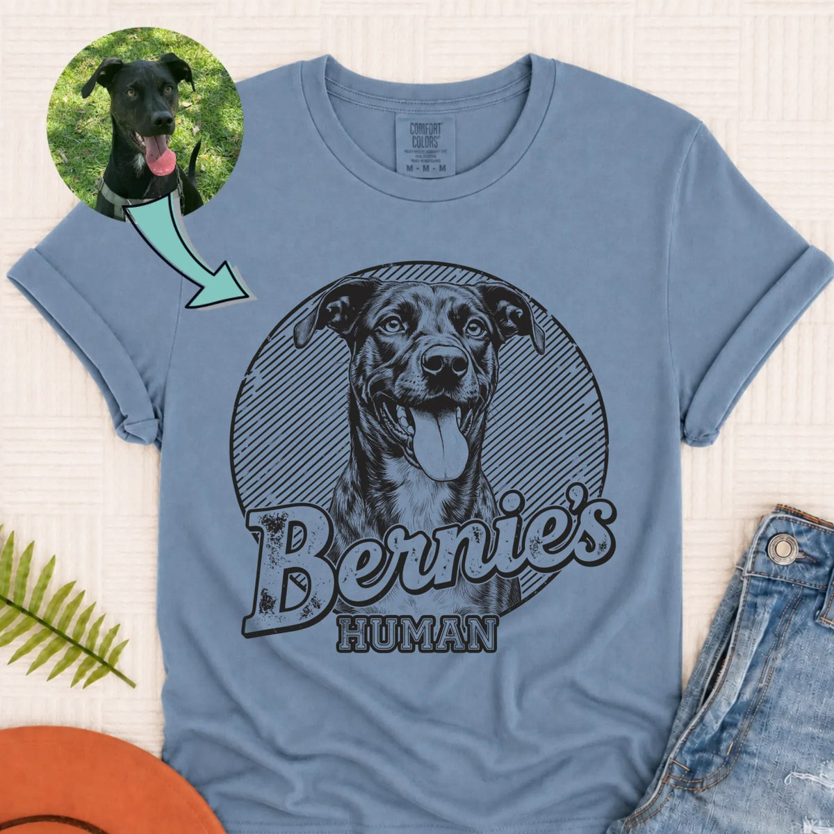 Custom Dog Funny Human Unisex Tshirt Blue Jean