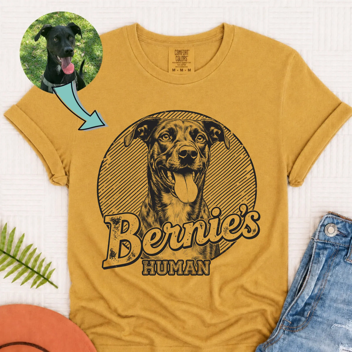 Custom Dog Funny Human Unisex Tshirt Mustard
