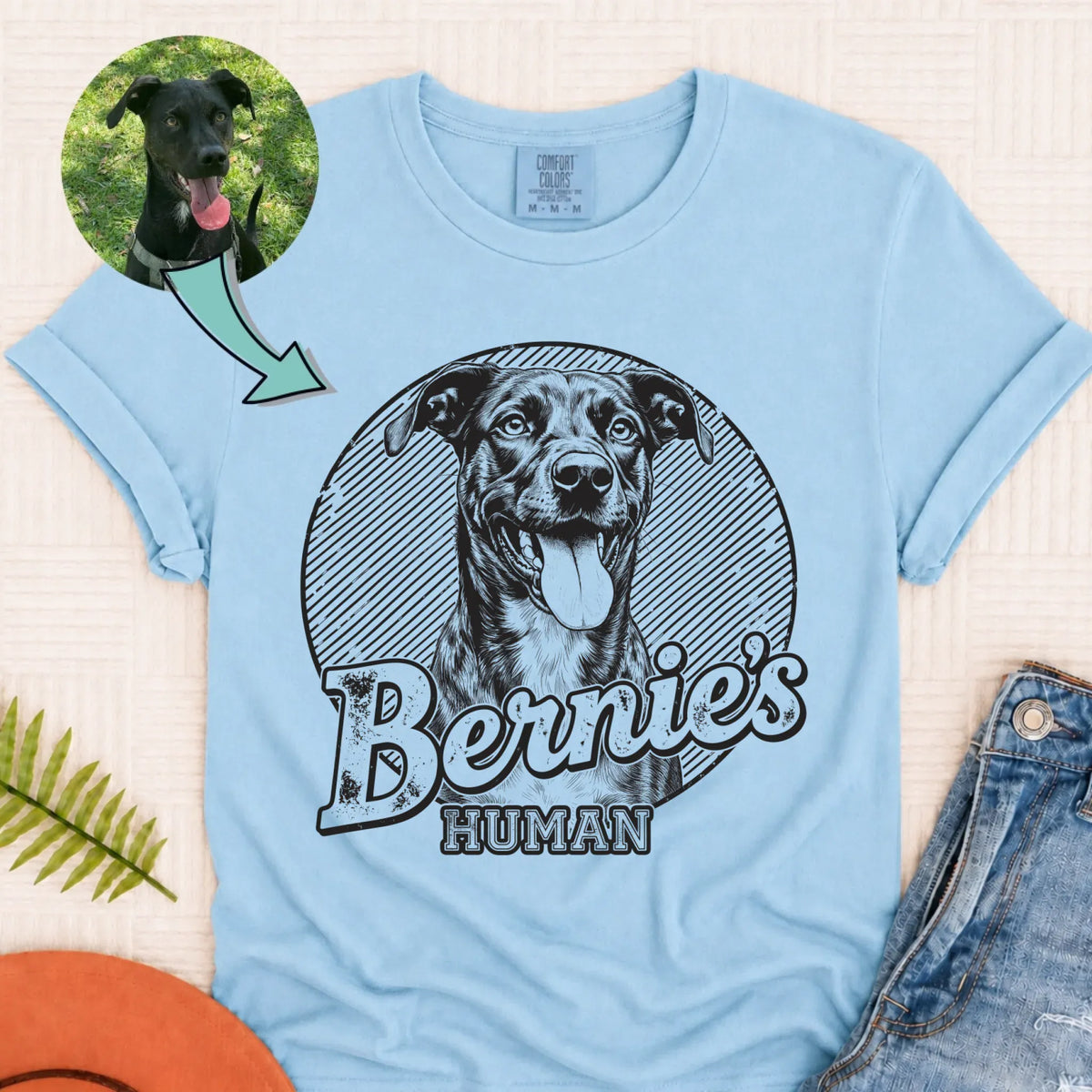 Custom Dog Funny Human Unisex Tshirt Chambray