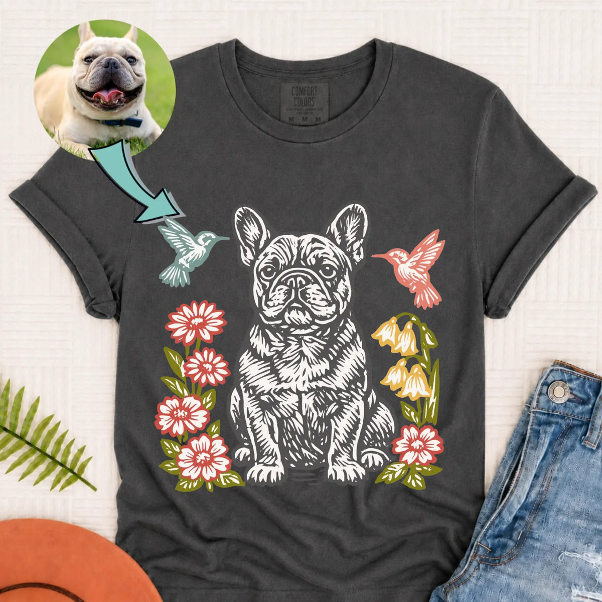 Custom Dog Hummingbirds Garden Unisex Tshirt Pepper