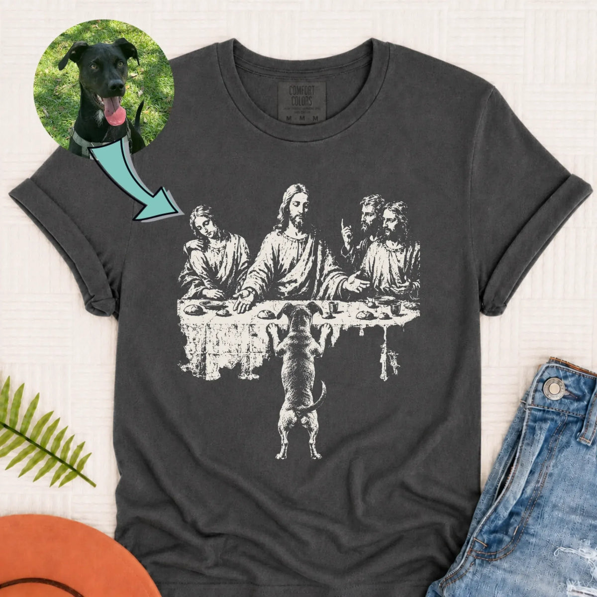 Custom Dog Last Supper Art Unisex TShirt Pepper