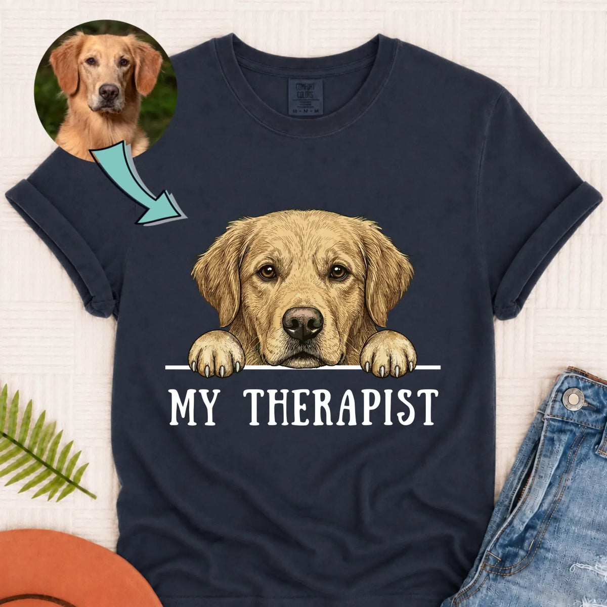 Custom Dog My Therapist Therapy Unisex TShirt Navy