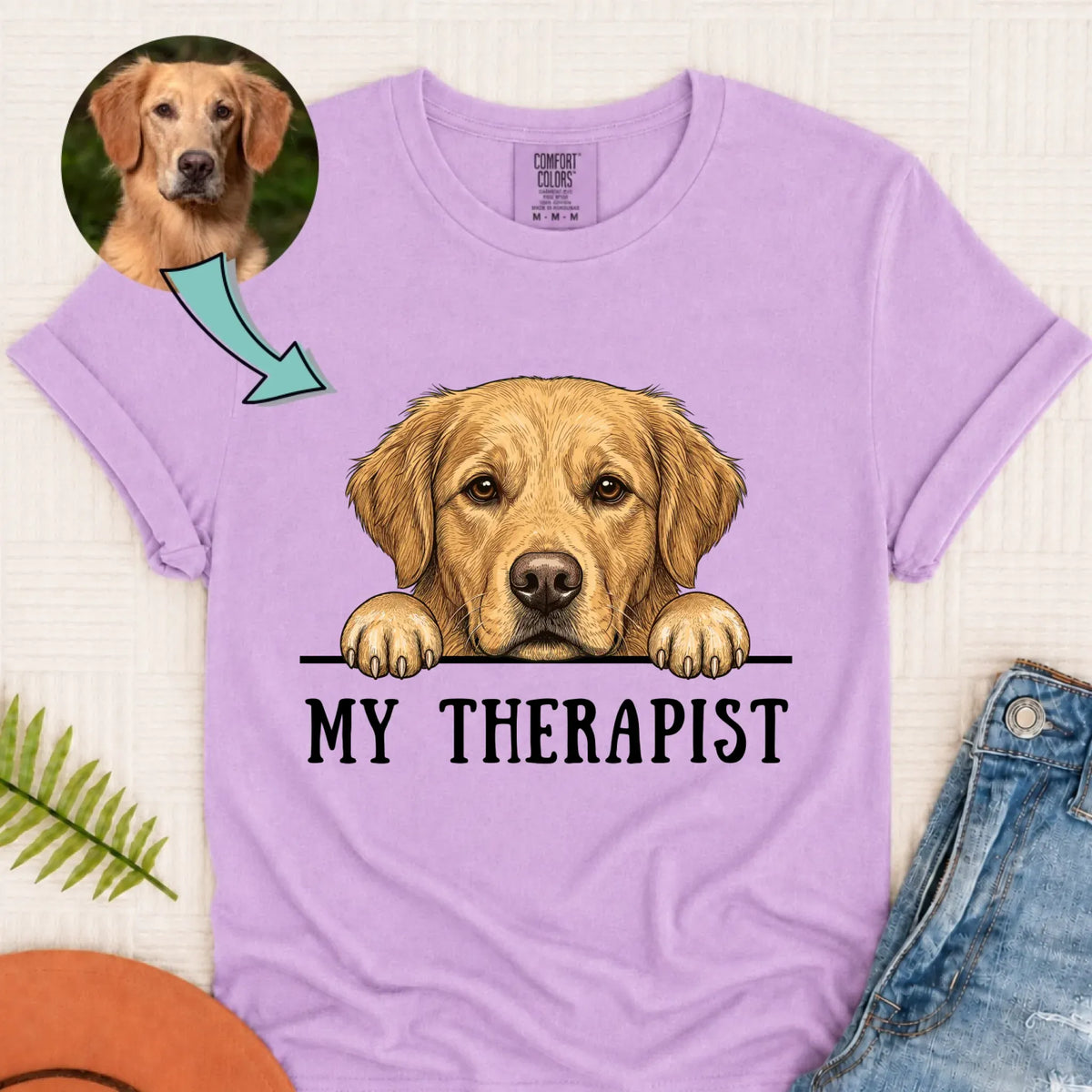 Custom Dog My Therapist Therapy Unisex TShirt Orchid
