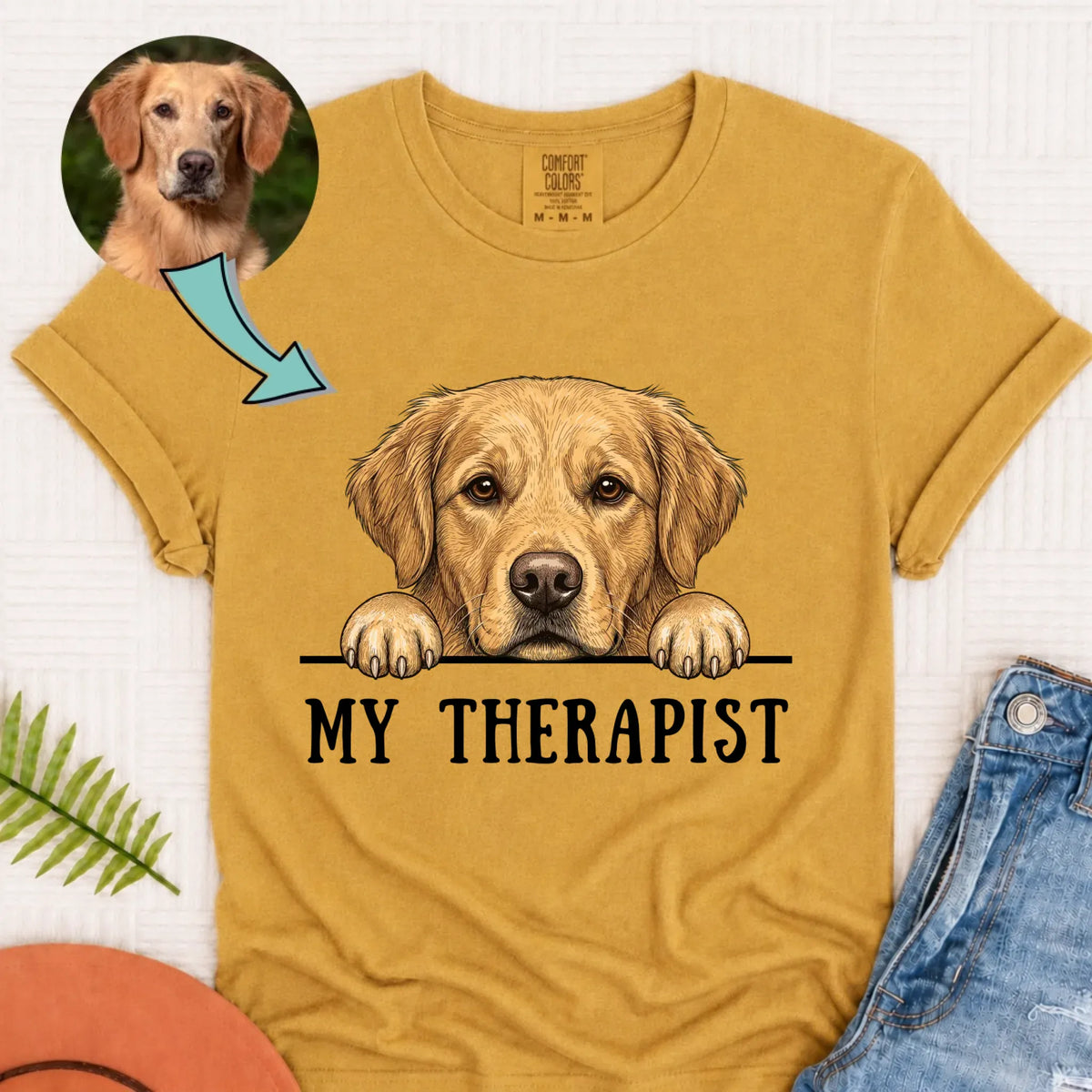 Custom Dog My Therapist Therapy Unisex TShirt Mustard