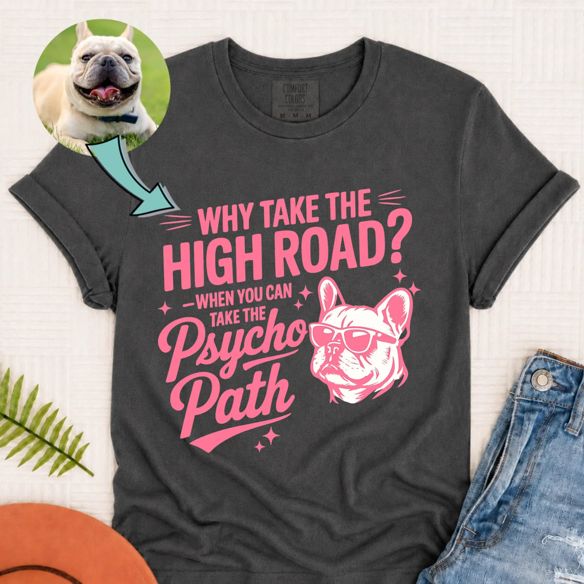 Custom Dog Portrait Pyscho Path Unisex Tshirt Pepper