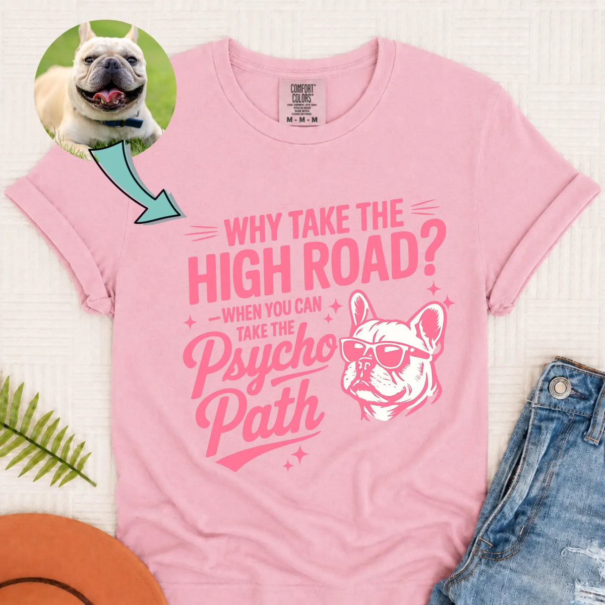 Custom Dog Portrait Pyscho Path Unisex Tshirt Blossom