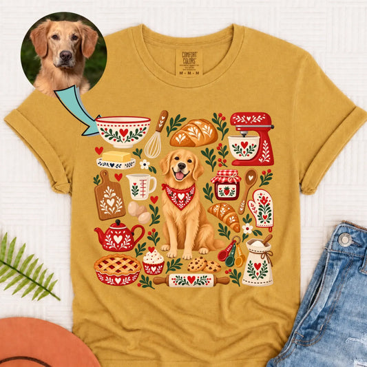 Custom Dog Scandinavian Baking Unisex Tshirt Mustard