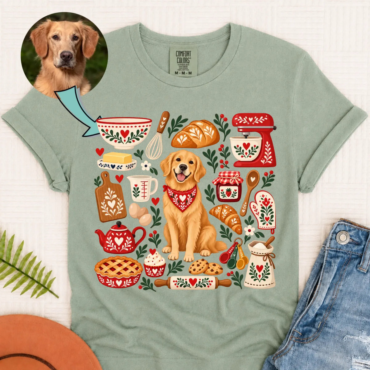 Custom Dog Scandinavian Baking Unisex Tshirt Bay