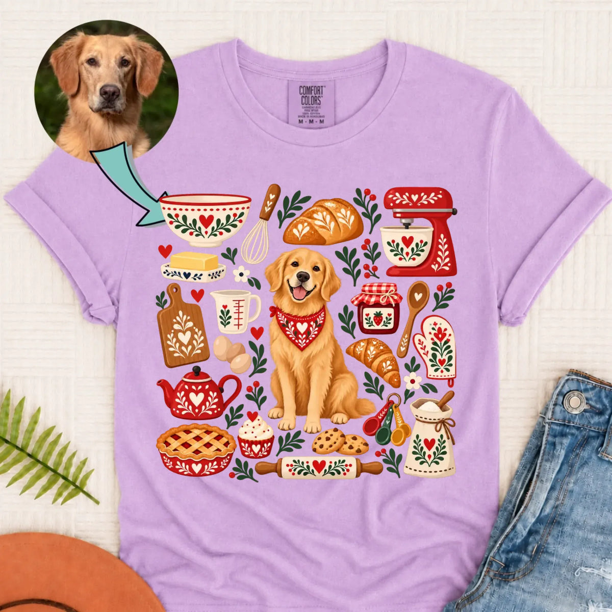 Custom Dog Scandinavian Baking Unisex Tshirt Orchid