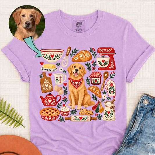 Custom Dog Scandinavian Baking Unisex Tshirt Orchid