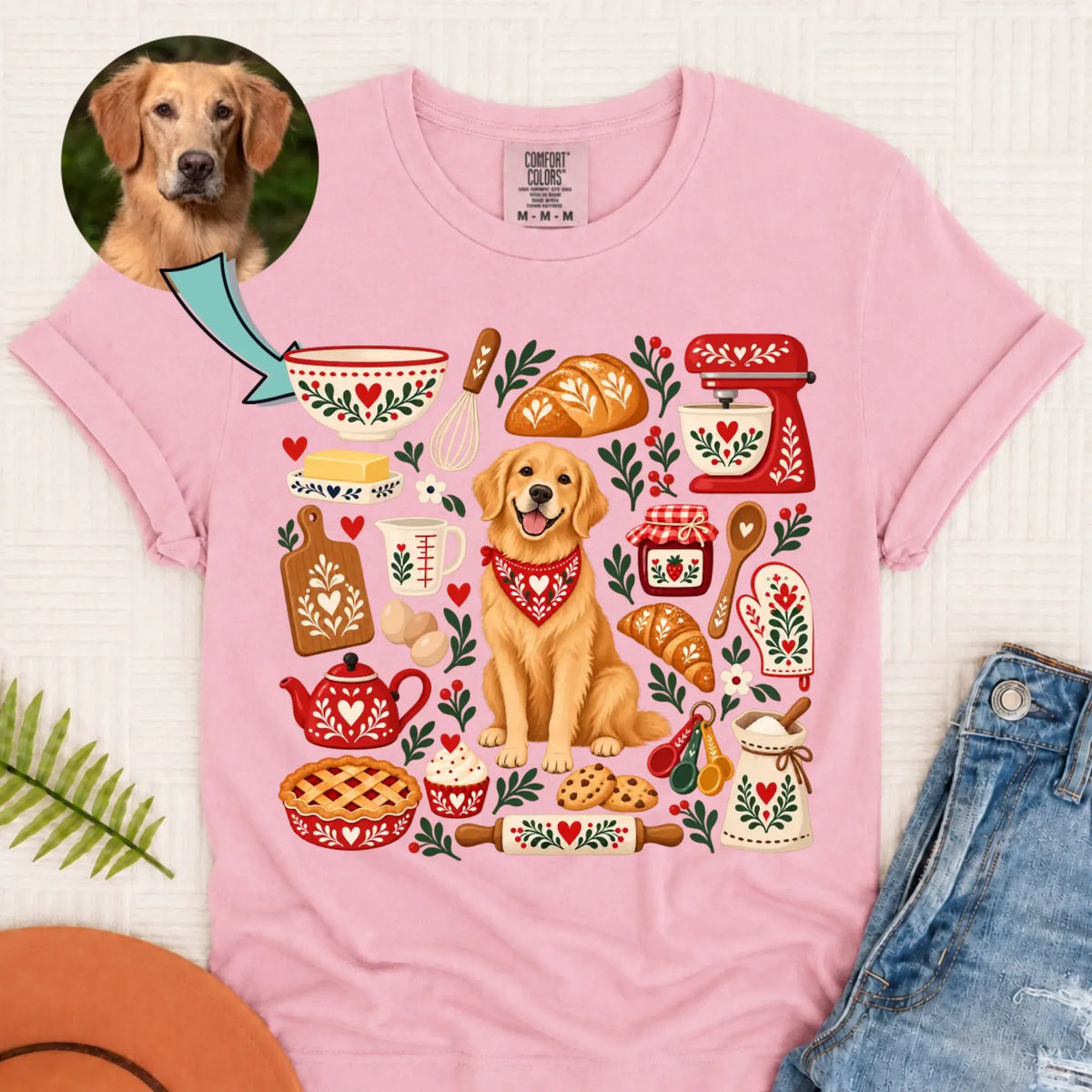Custom Dog Scandinavian Baking Unisex Tshirt Blossom