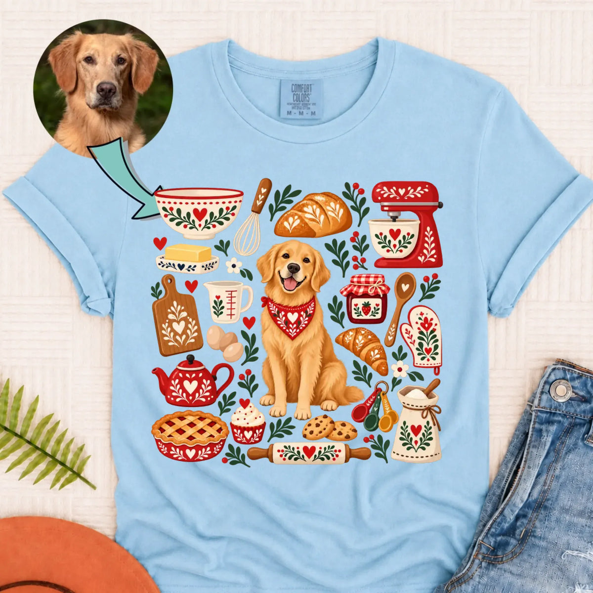 Custom Dog Scandinavian Baking Unisex Tshirt Chambray