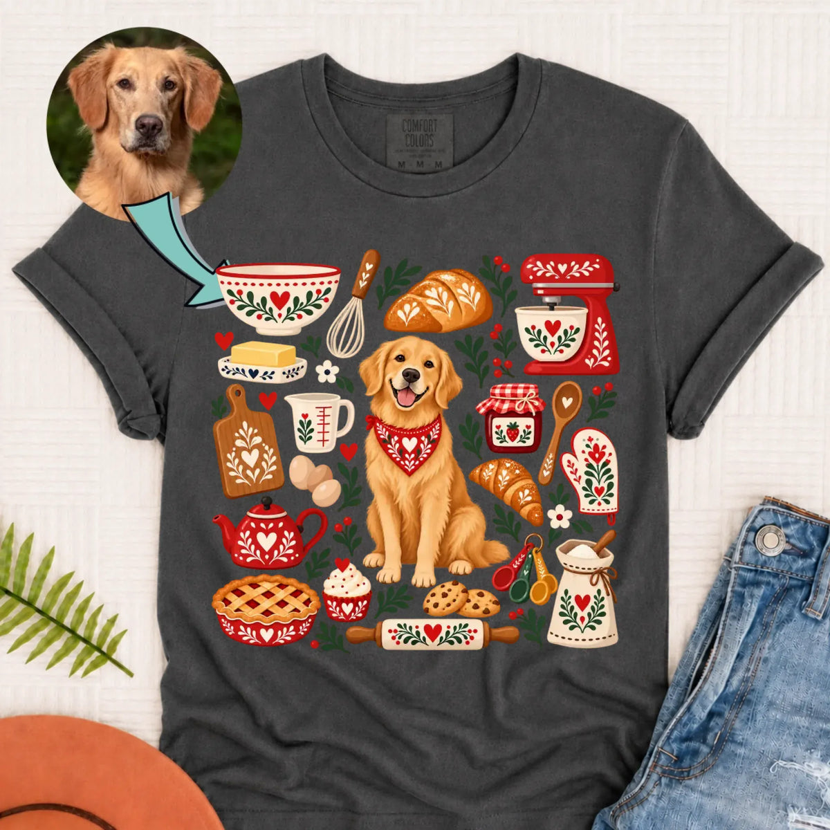 Custom Dog Scandinavian Baking Unisex Tshirt Pepper