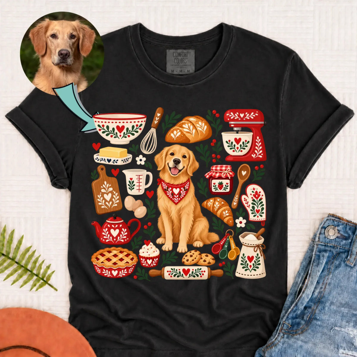 Custom Dog Scandinavian Baking Unisex Tshirt Graphite