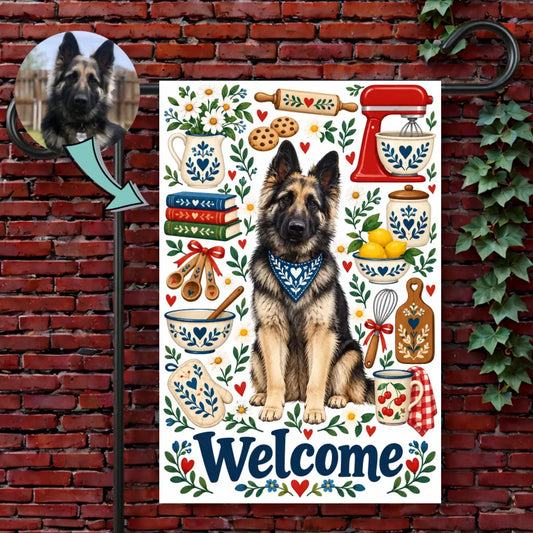 Custom Dog Scandinavian Kitchen Welcome Garden Flag 12'' × 18''