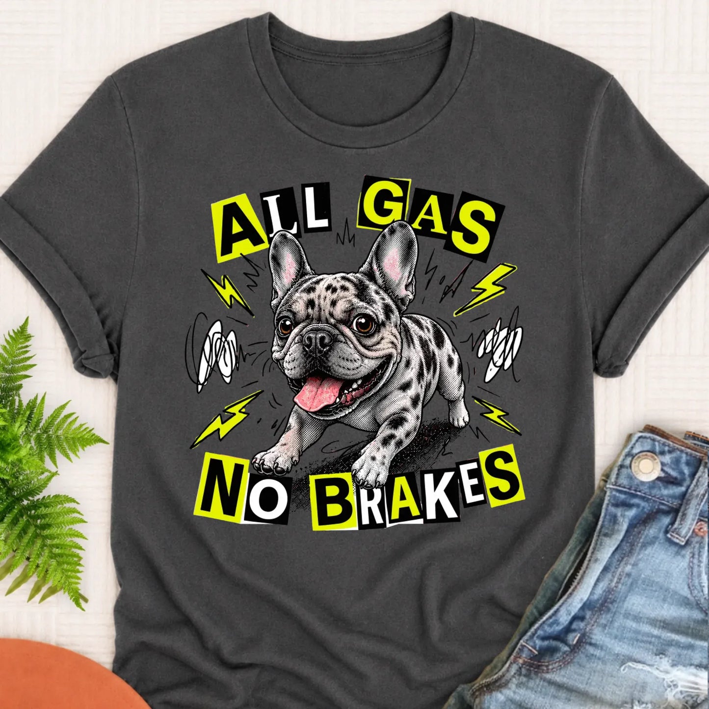 T-Shirt Pepper / S Custom Fawn Frenchie Punk All Gas Unisex TShirt