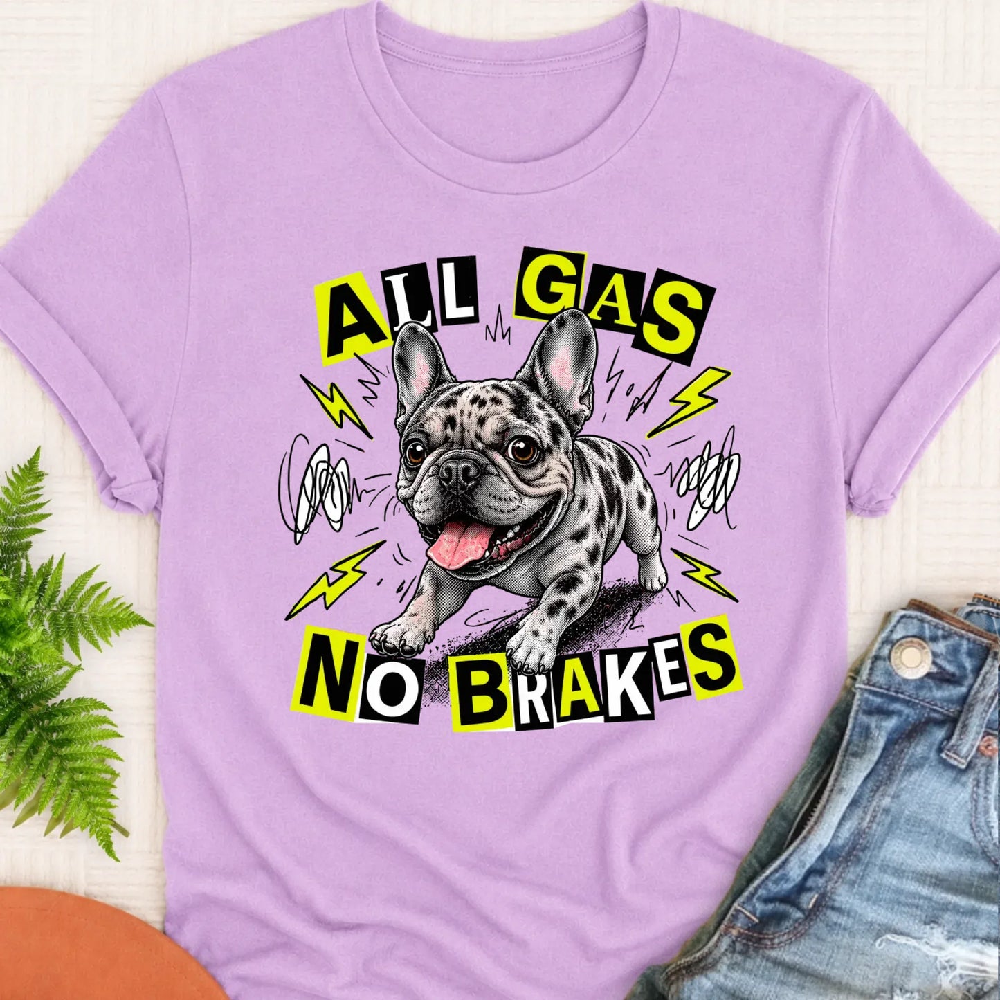 T-Shirt Orchid / S Custom Fawn Frenchie Punk All Gas Unisex TShirt