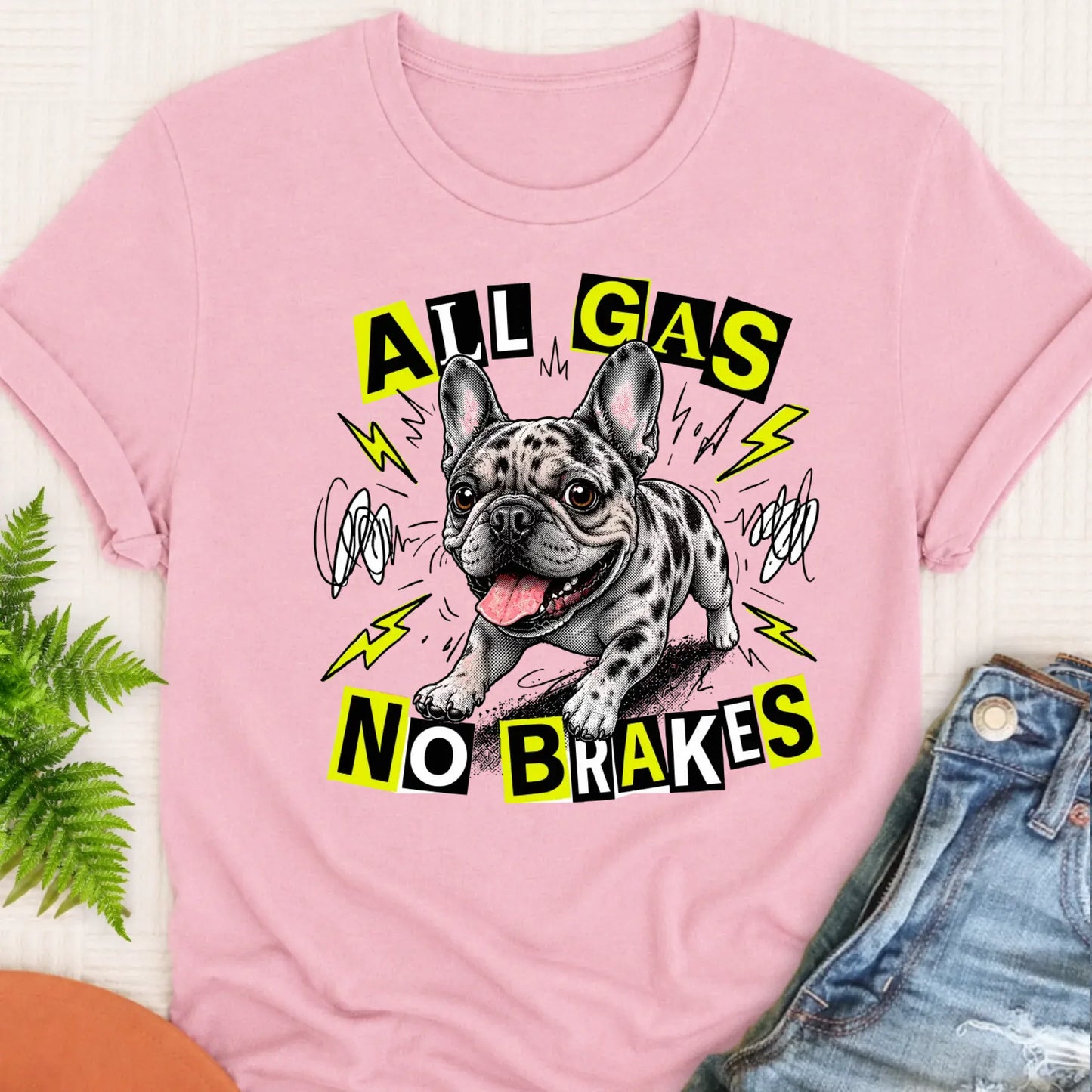 T-Shirt Blossom / S Custom Fawn Frenchie Punk All Gas Unisex TShirt