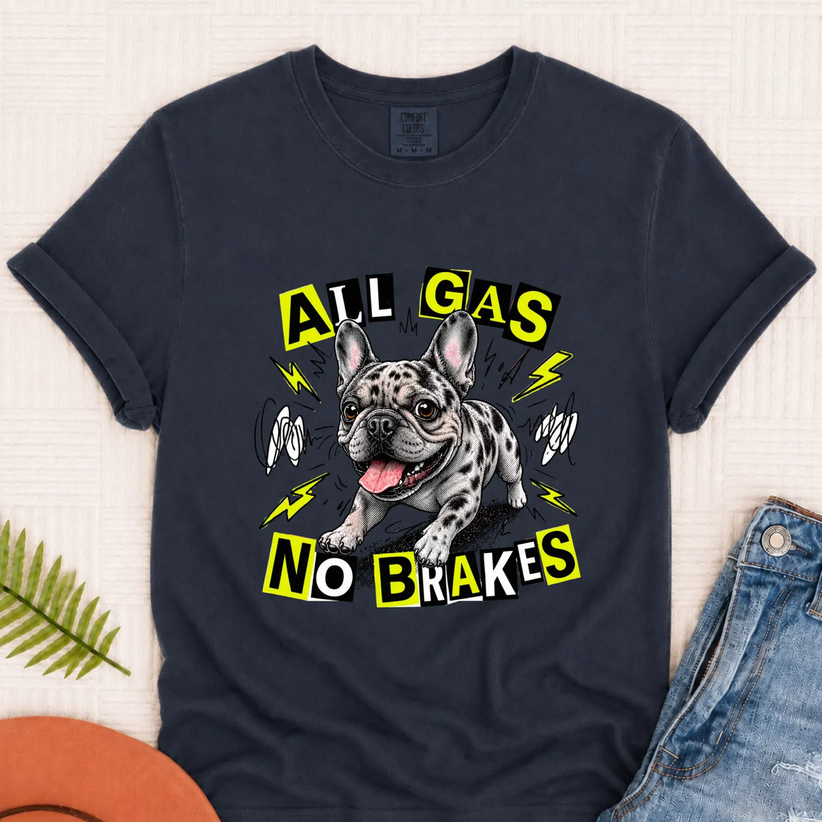 Custom Fawn Frenchie Punk All Gas Unisex TShirt Pepper 3XL