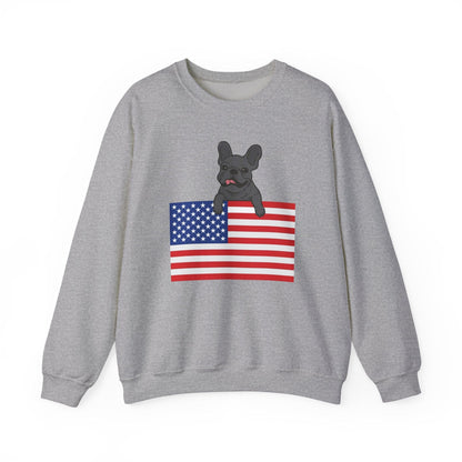 Custom Flag Black French Bulldog USA Sweatshirt