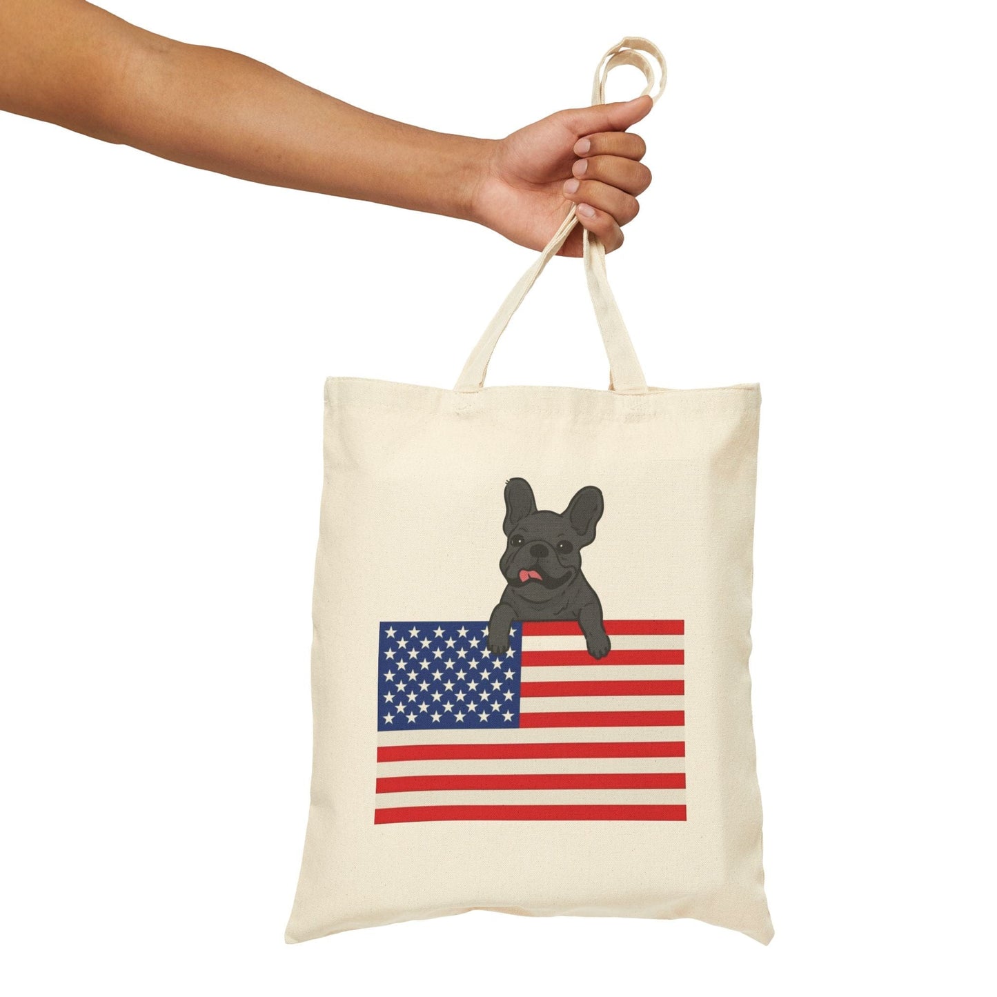 Custom Flag Black Frenchie USA Tote Bag