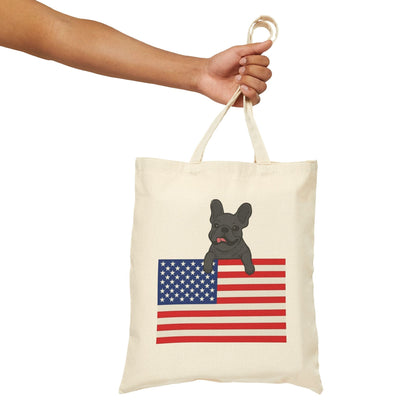 Custom Flag Black Frenchie USA Tote Bag