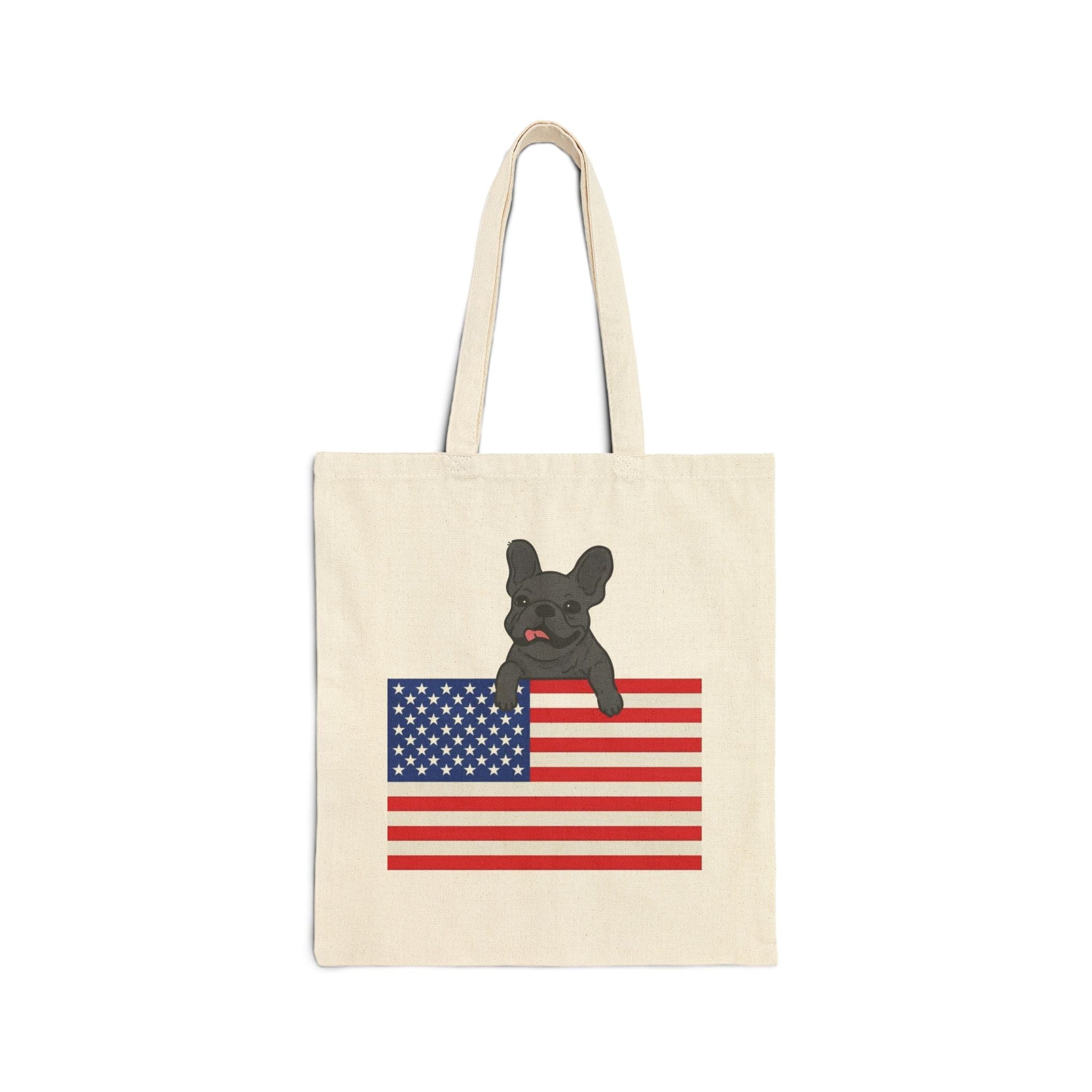 Custom Flag Black Frenchie USA Tote Bag