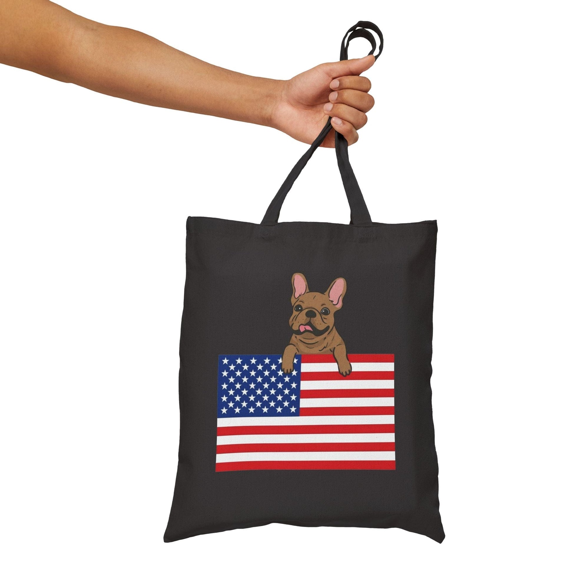 Custom Flag Fawn Frenchie USA Tote Bag