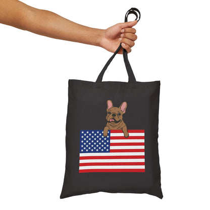 Custom Flag Fawn Frenchie USA Tote Bag