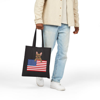 Custom Flag Fawn Frenchie USA Tote Bag