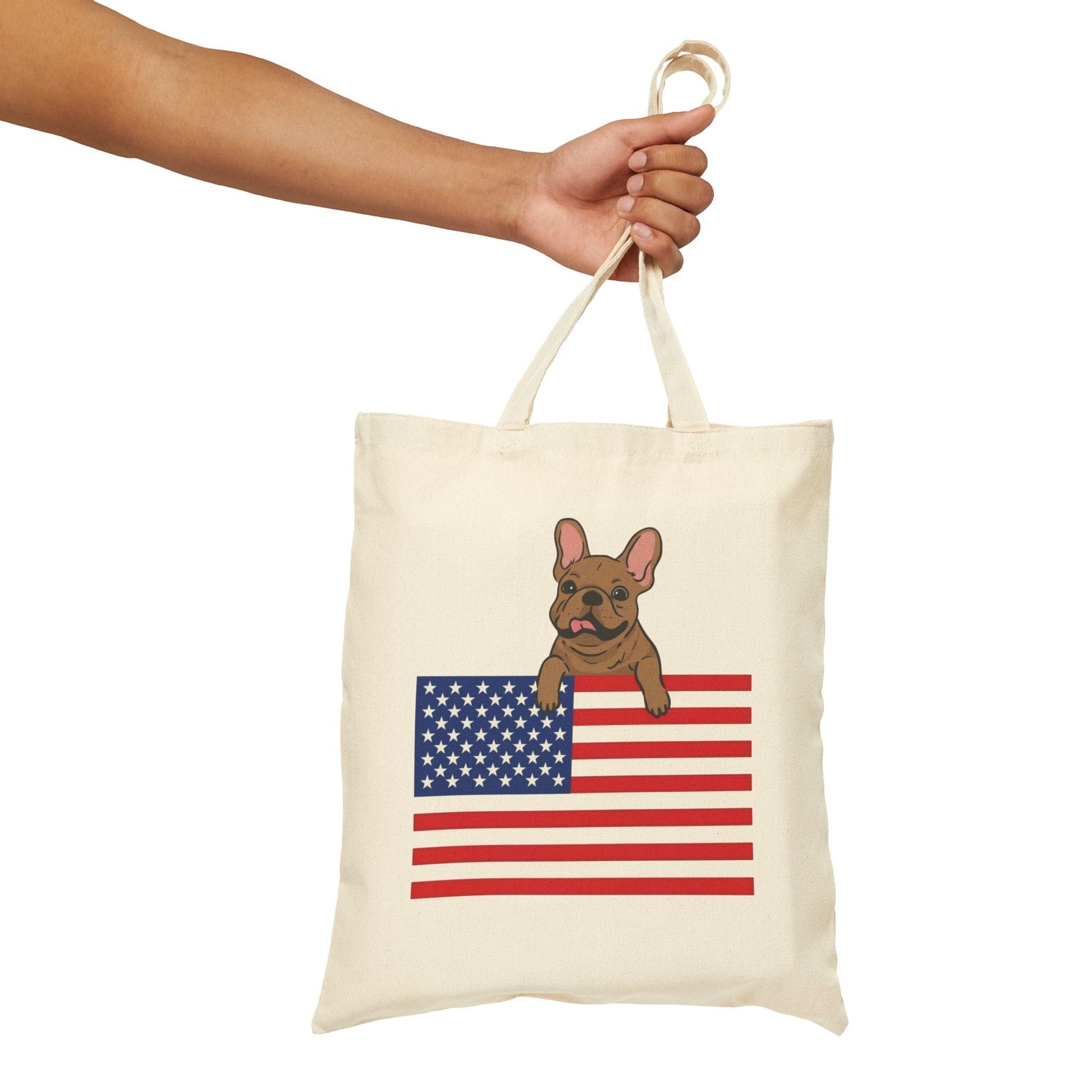 Custom Flag Fawn Frenchie USA Tote Bag