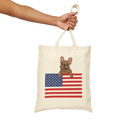 Custom Flag Fawn Frenchie USA Tote Bag
