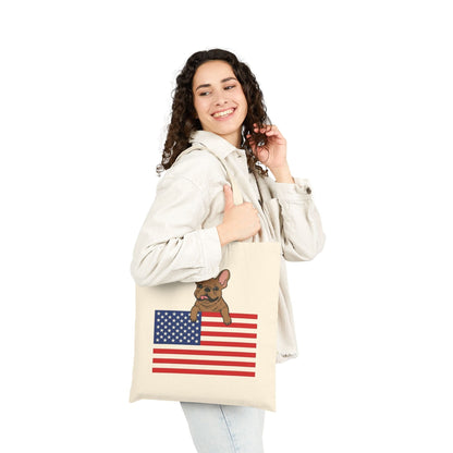 Custom Flag Fawn Frenchie USA Tote Bag