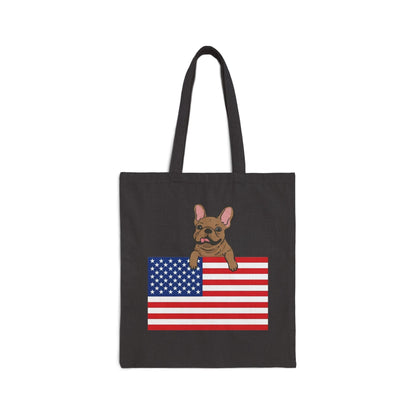 Custom Flag Fawn Frenchie USA Tote Bag