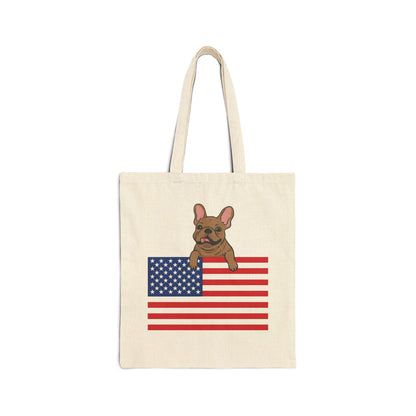 Custom Flag Fawn Frenchie USA Tote Bag