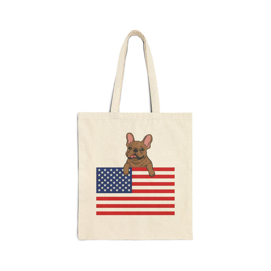 Custom Flag Fawn Frenchie USA Tote Bag