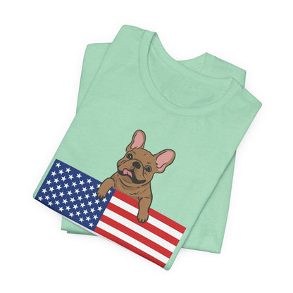 Custom Flag Fawn Frenchie USA TShirt