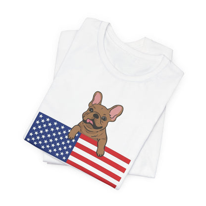 Custom Flag Fawn Frenchie USA TShirt