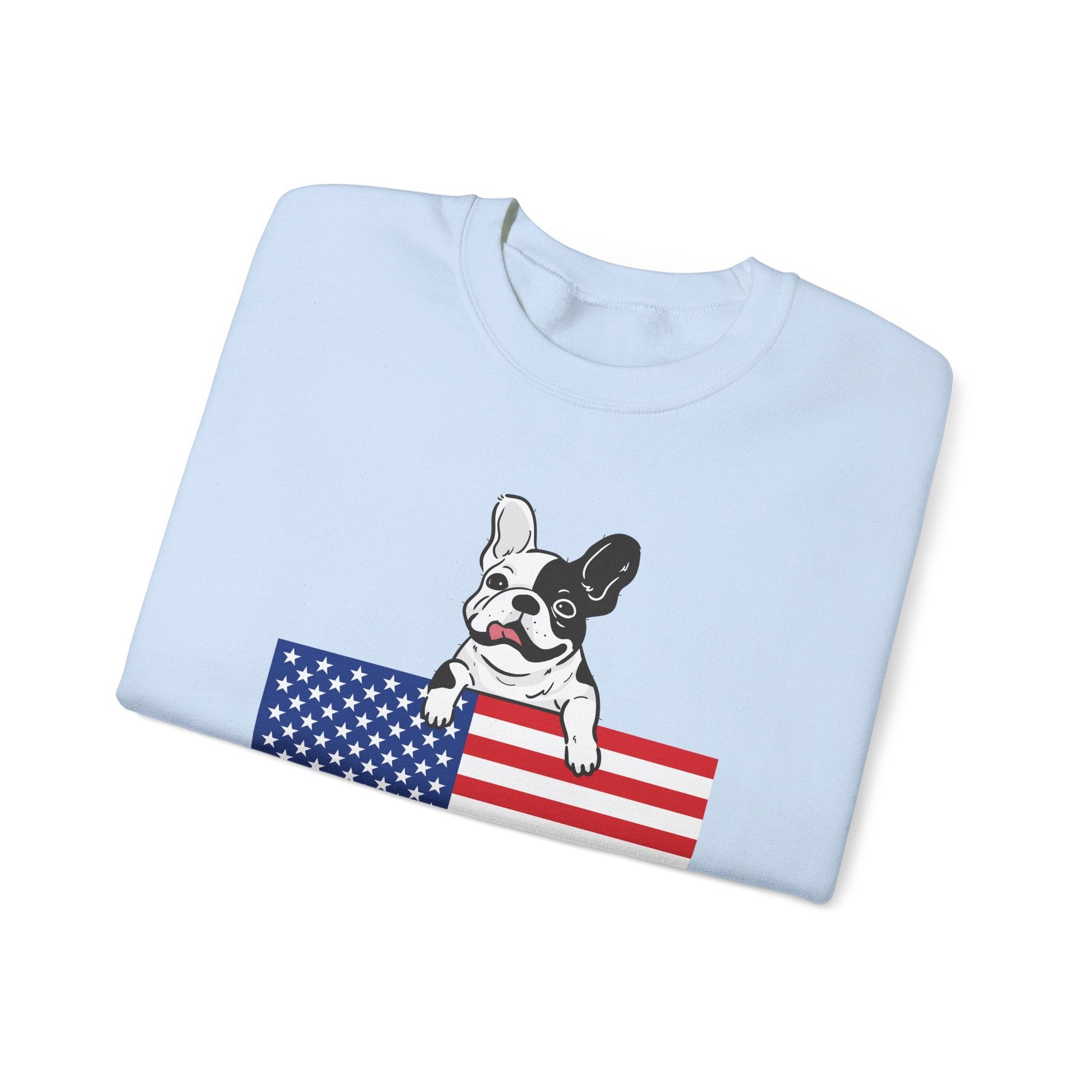 Custom Flag Piebald French Bulldog USA Sweatshirt