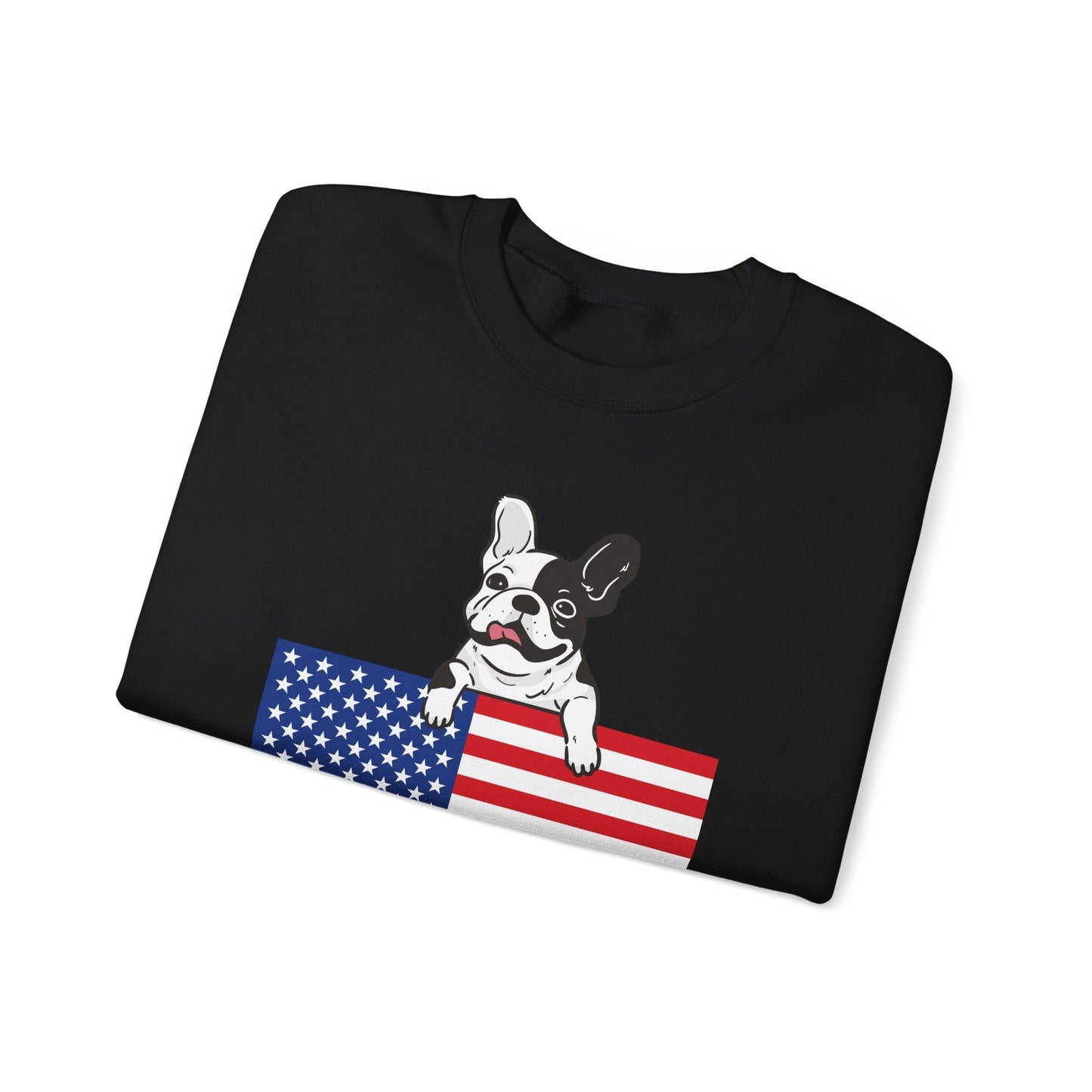 Custom Flag Piebald French Bulldog USA Sweatshirt