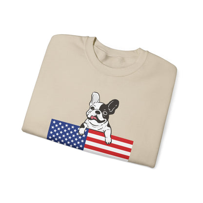 Custom Flag Piebald French Bulldog USA Sweatshirt