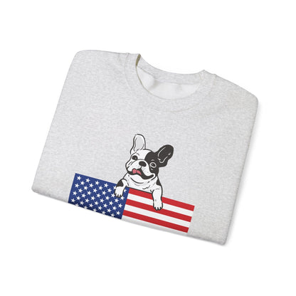Custom Flag Piebald French Bulldog USA Sweatshirt