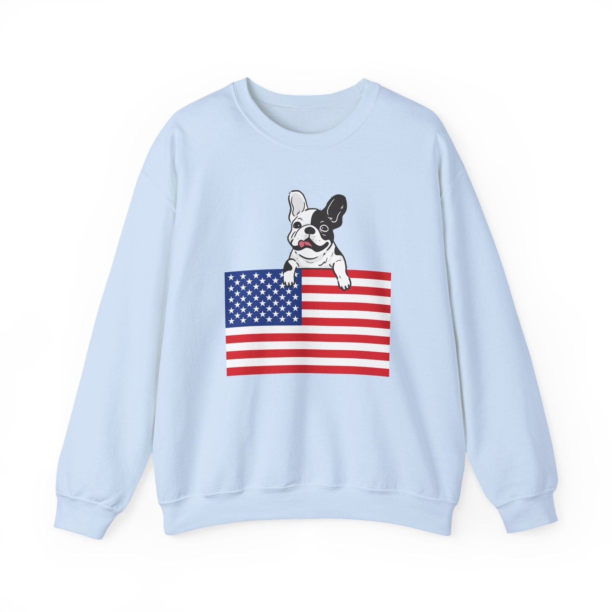 Custom Flag Piebald French Bulldog USA Sweatshirt