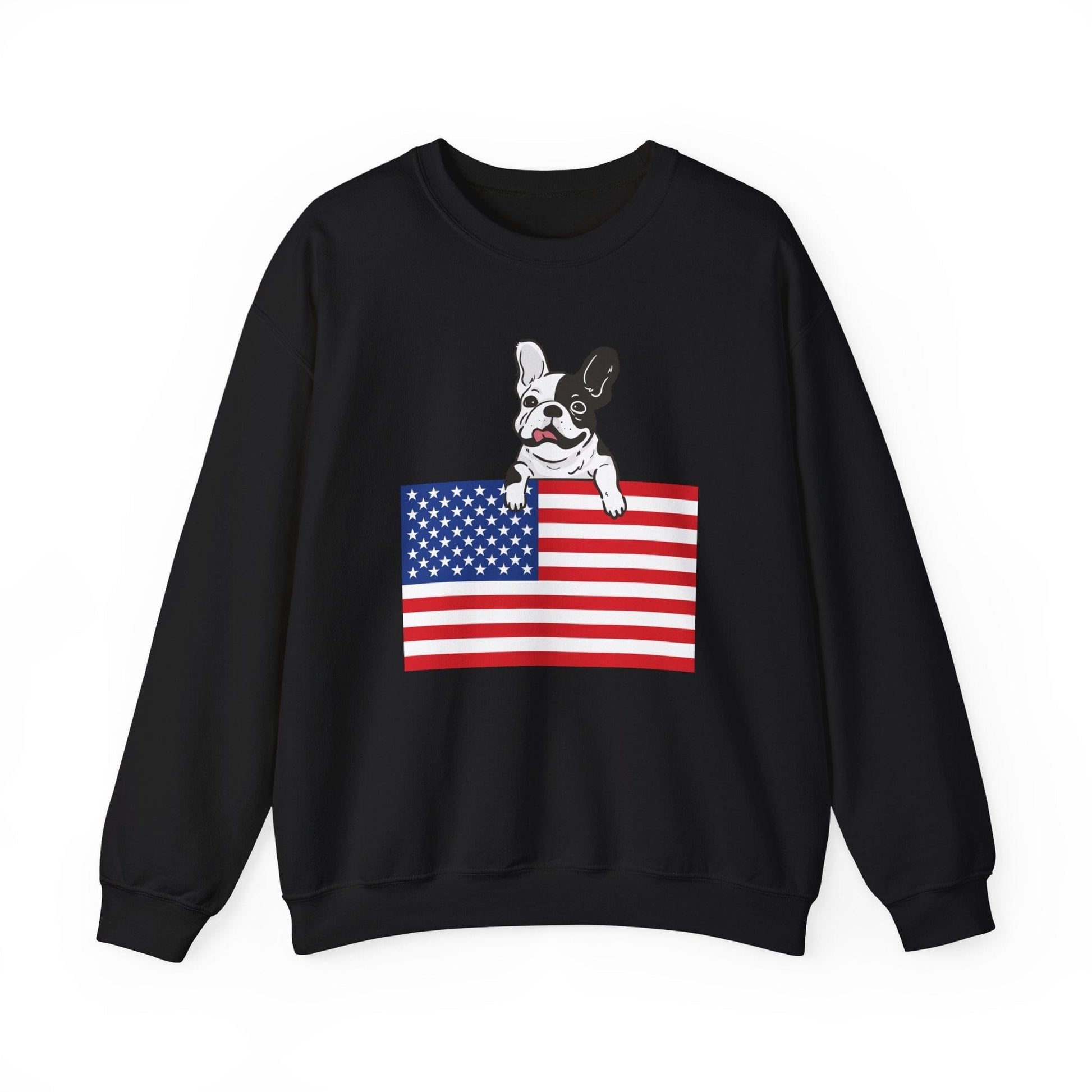 Custom Flag Piebald French Bulldog USA Sweatshirt