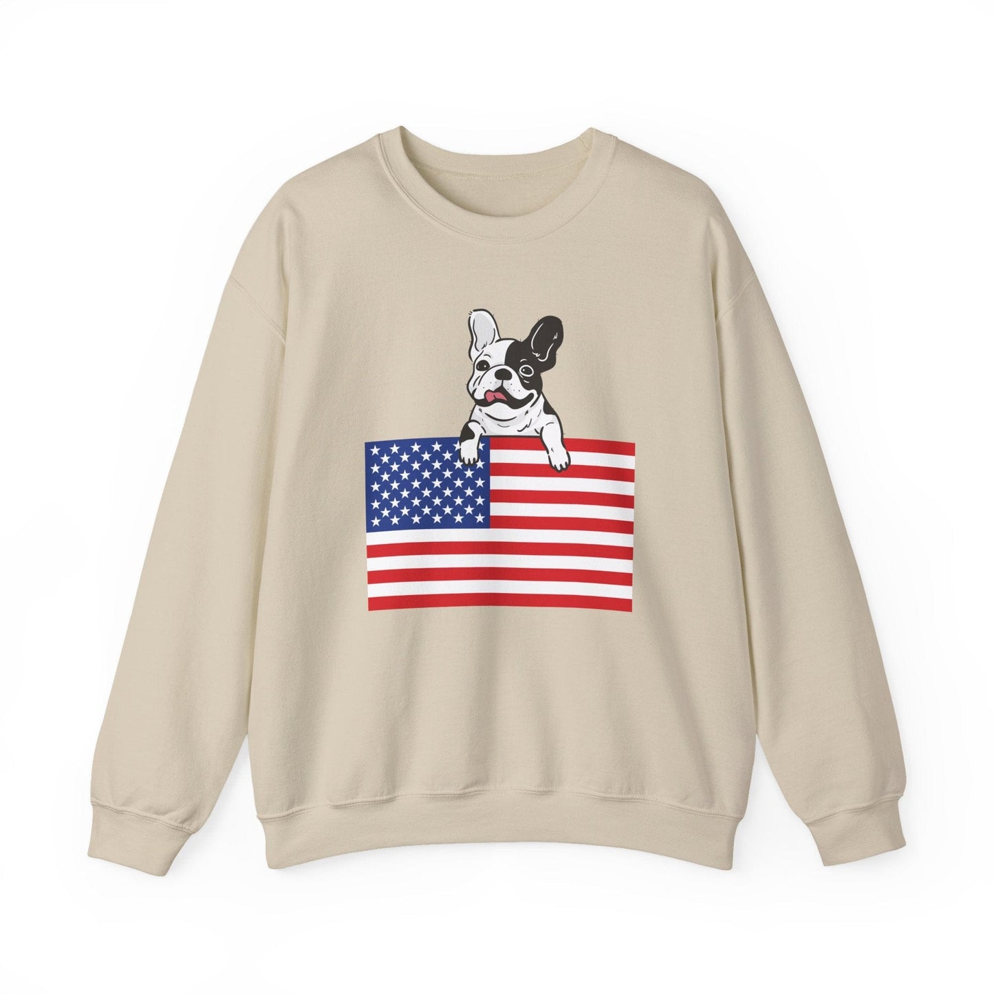 Custom Flag Piebald French Bulldog USA Sweatshirt