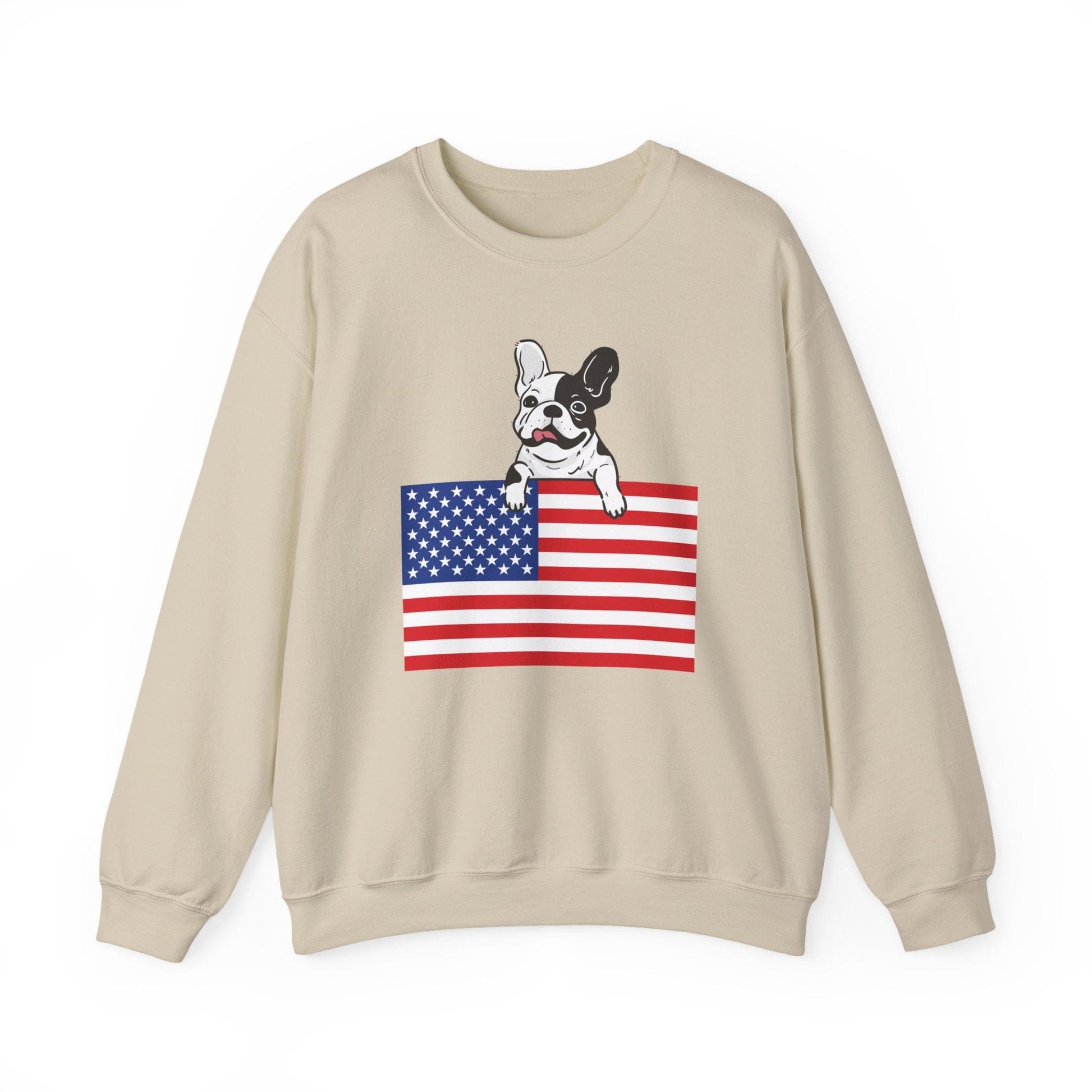 Custom Flag Piebald French Bulldog USA Sweatshirt