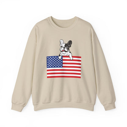 Custom Flag Piebald French Bulldog USA Sweatshirt