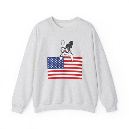 Custom Flag Piebald French Bulldog USA Sweatshirt